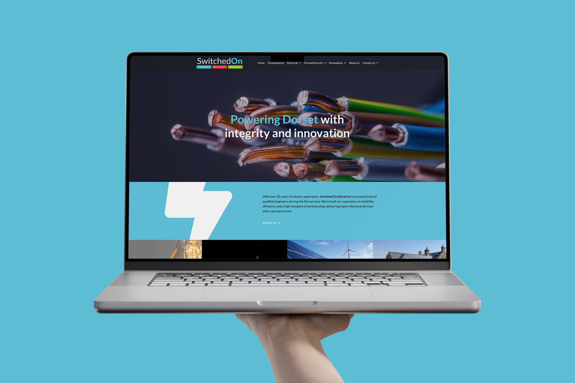 Switched On Electrical Dorchester - Website build mockup